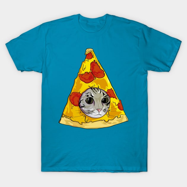 meme pizza head cat T-Shirt by PaperHead